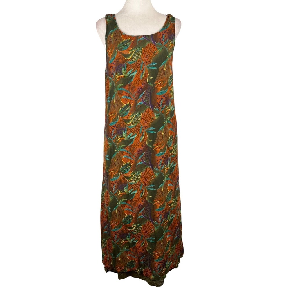 Robbie Bee Vintage Y2K Silk Maxi Dress Size 12 Earth Tones Earthy Whimsigoth
